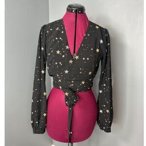 Privacy Please Avery Wrap Top in Black-S